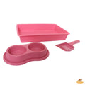 Kit caixa de de areia para gatos higiênico com pá comedouro bebedouro banheira coleira sanitário